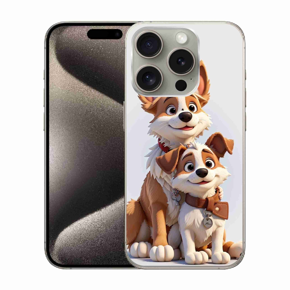 Zselés borítás mmCase iPhone 15 Pro készülékhez - kutyák rajzolása