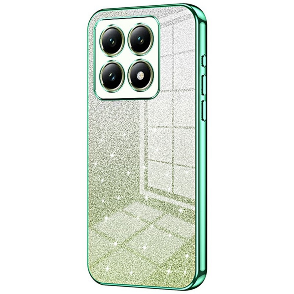 Vágott zselés csillogó tok Xiaomi 14T-hez - zöld