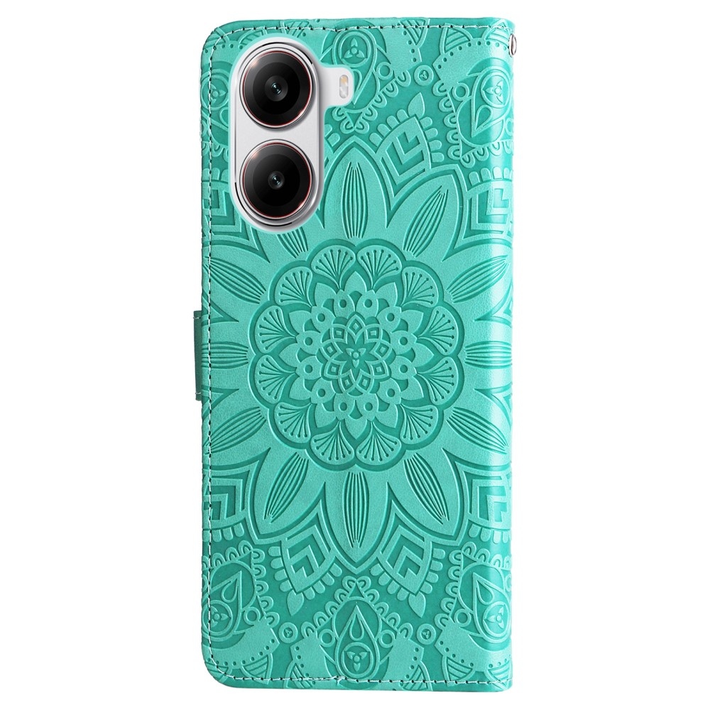 Napraforgó könyv tok a Xiaomi Poco X7 Pro 5G-hez - teáskék színű