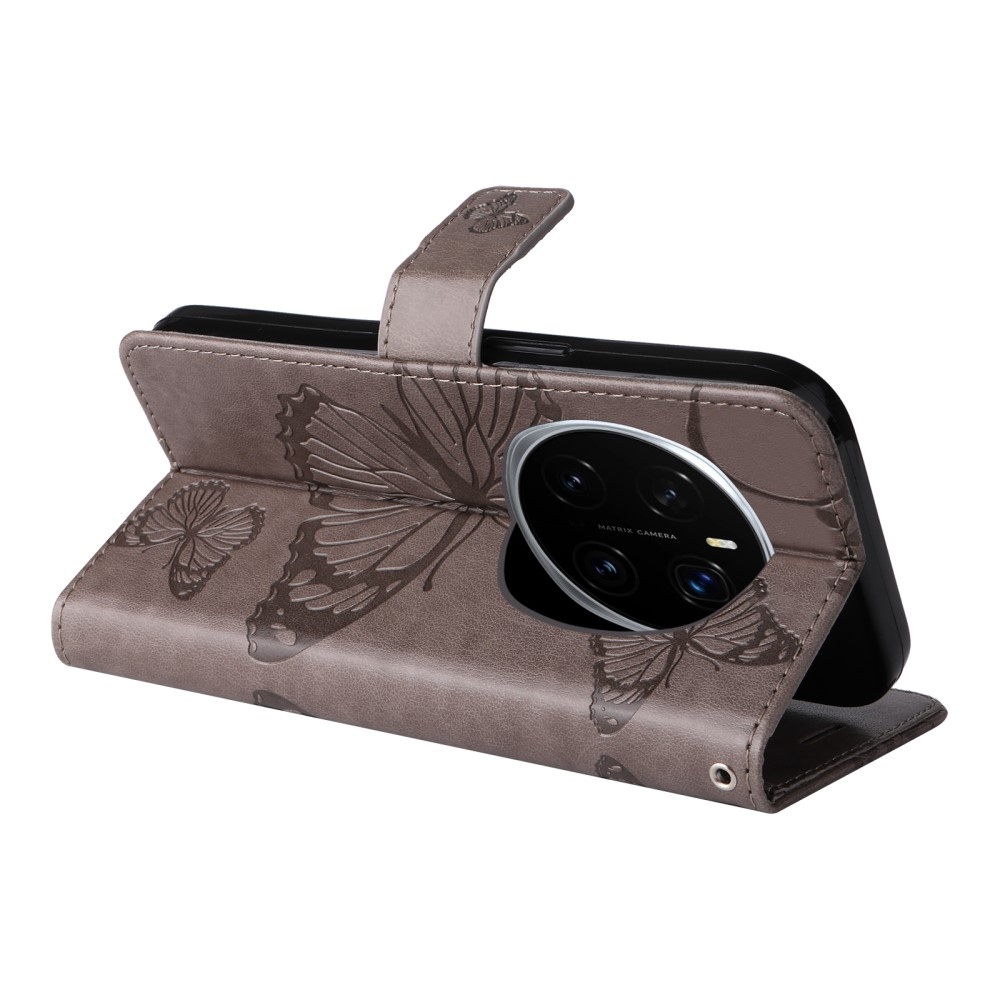 Nagy pillangó könyv tok a Honor Magic 7 Pro 5G számára - szürke