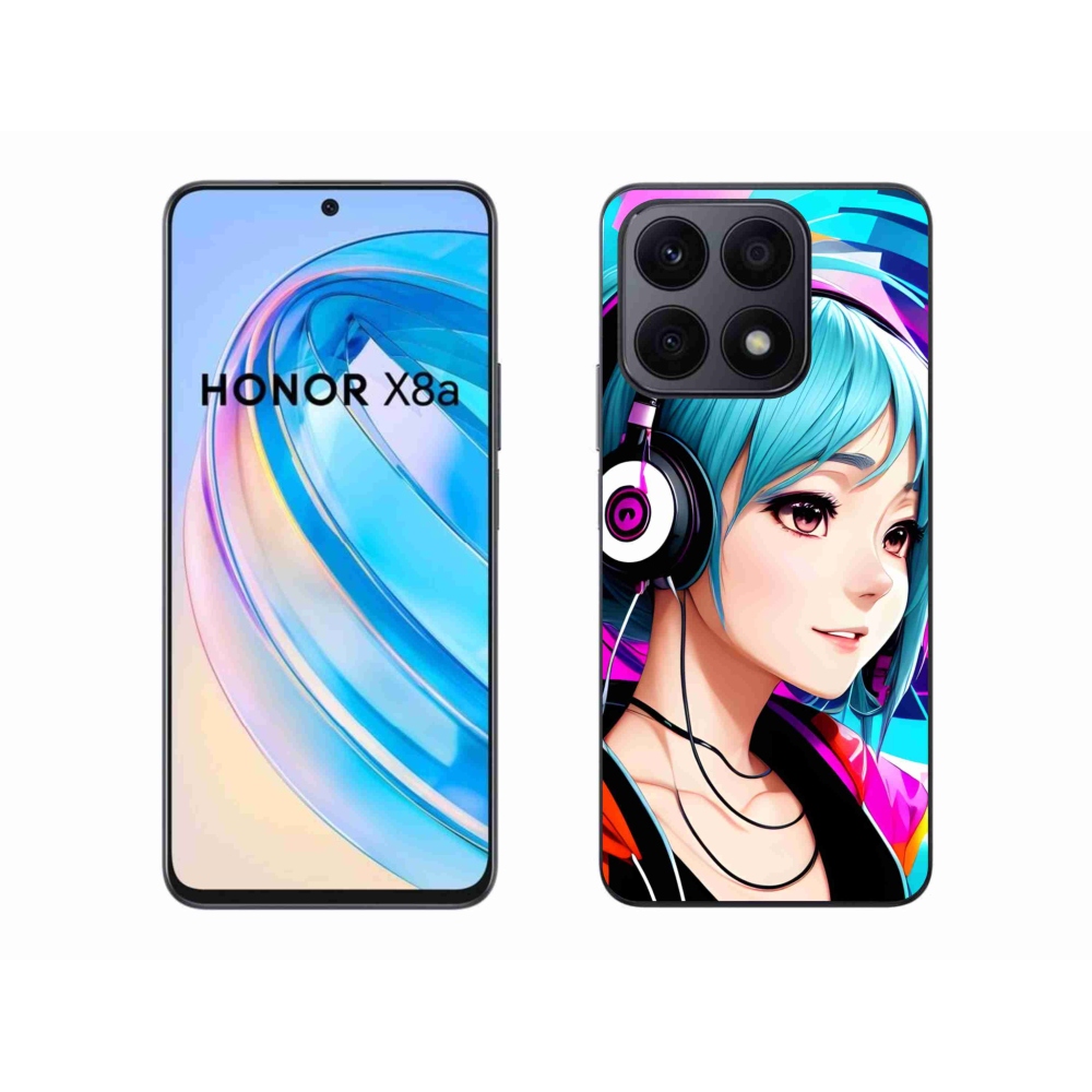 Gél borító mmCase a Honor X8a számára - lány fejhallgatóval