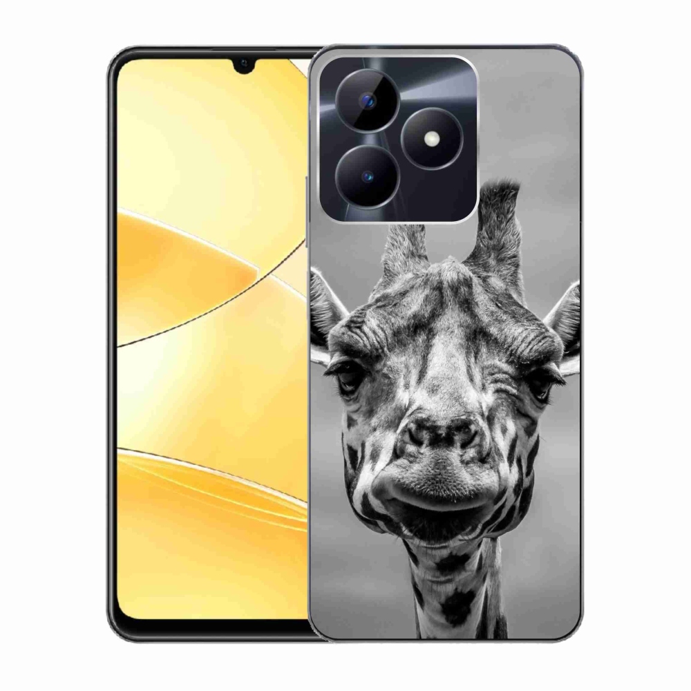 Zselés borító mmCase a Realme C51/C53 készülékhez - fekete-fehér zsiráf