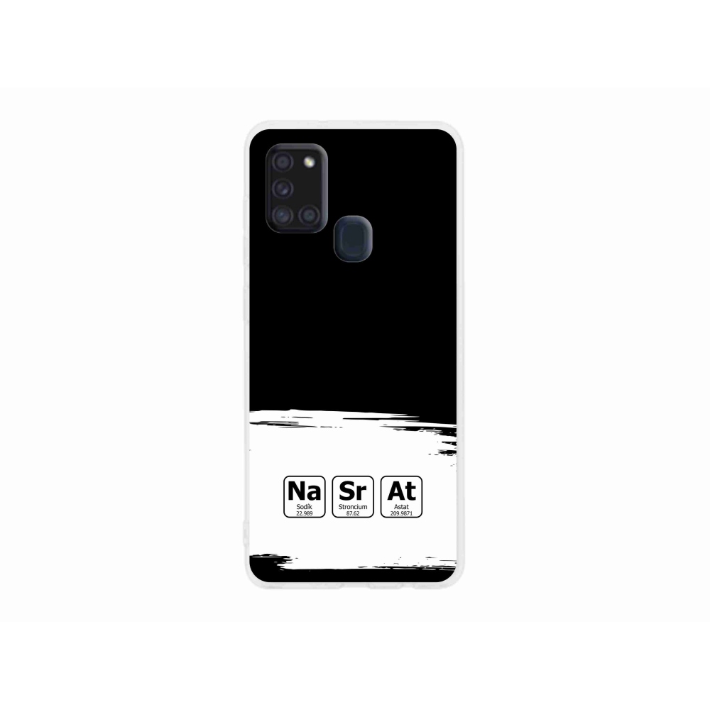 Gél borító mmCase Samsung Galaxy A21s készülékhez - kémiai elemek fehér és fekete háttérrel