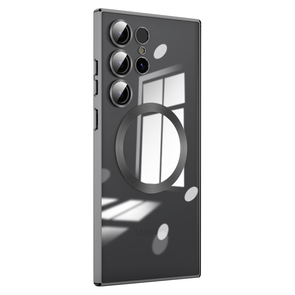 Átlátszó tok kameravédelemmel és MagSafe támogatással Samsung Galaxy S23 Ultra készülékhez - fekete