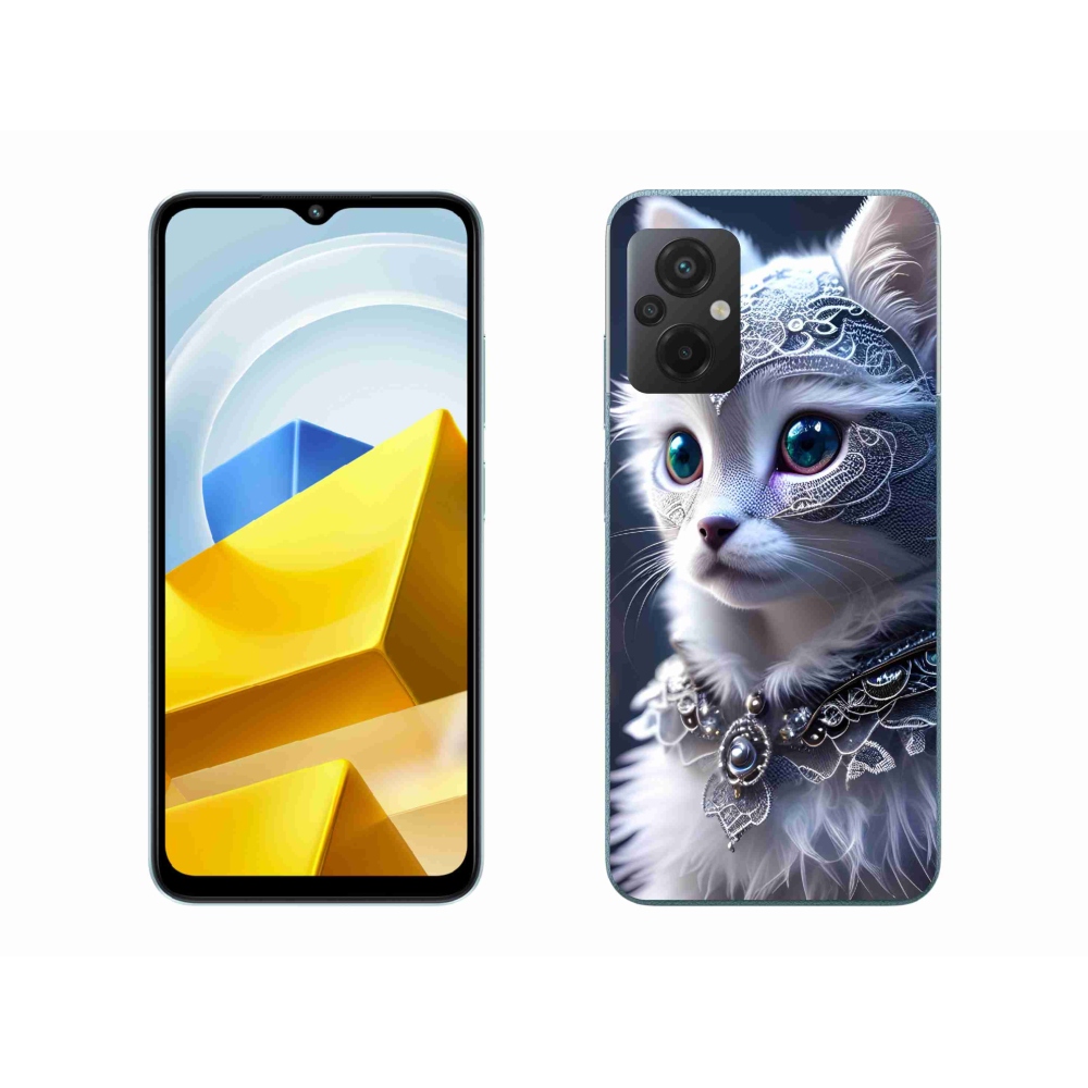Gél borítás mmCase a Xiaomi Poco M5 4G-hez - fehér macska