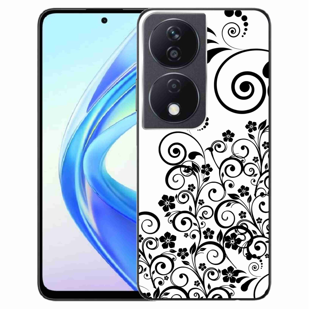 Zselés borítás mmCase a Honor X7b/Honor 90 Smart készülékhez - fekete és fehér virágmintás