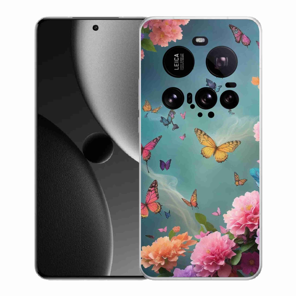 Gél borító mmCase a Xiaomi 15 Ultra számára - színes virágok és pillangók