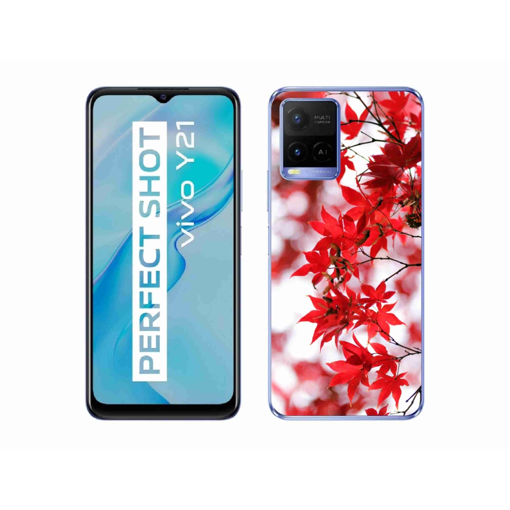 Zselés borító mmCase a Vivo Y21/Y21s/Y33s modellekhez - piros levelek