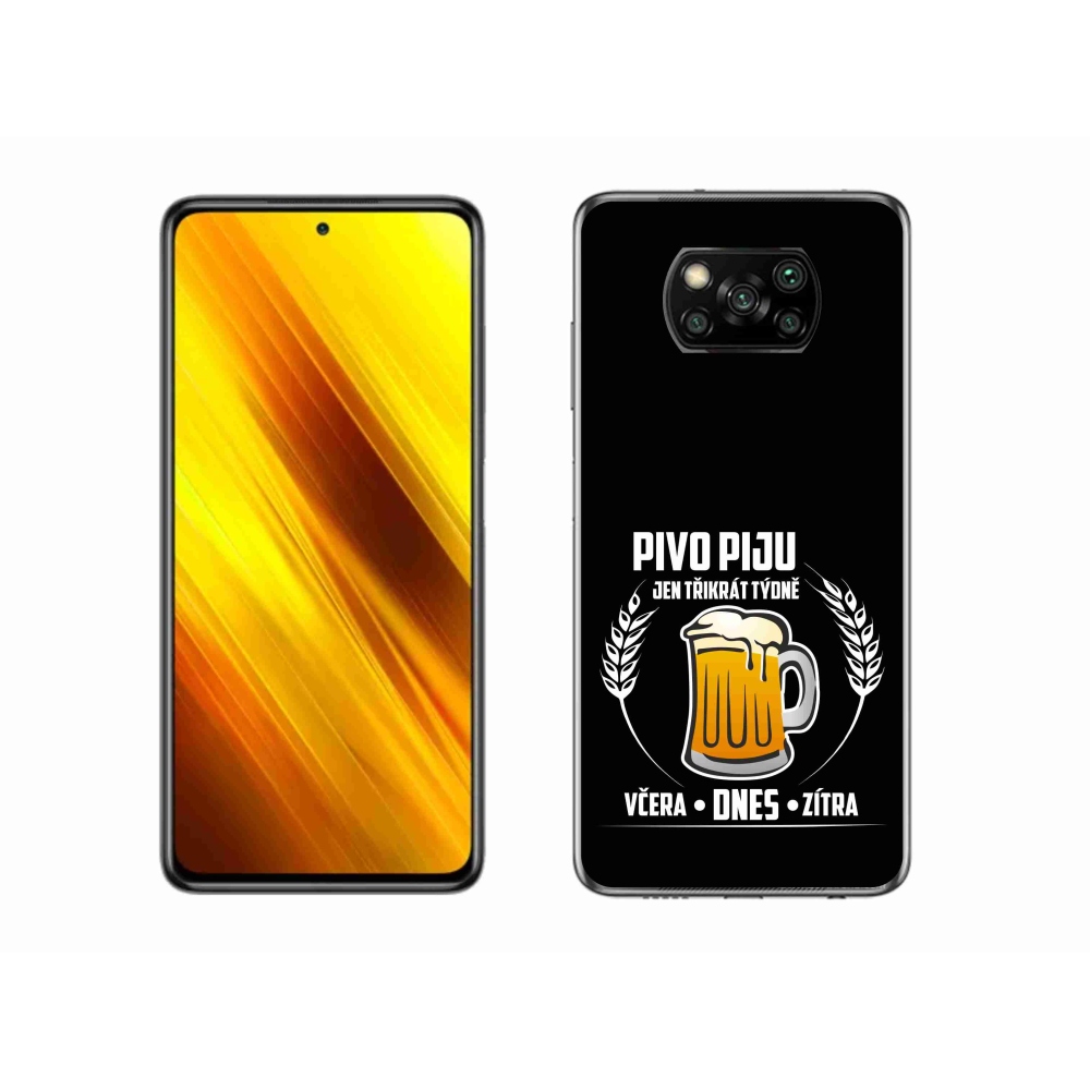 Gél borítás mmCase a Xiaomi Poco X3-hoz - sör motívum fekete háttérrel