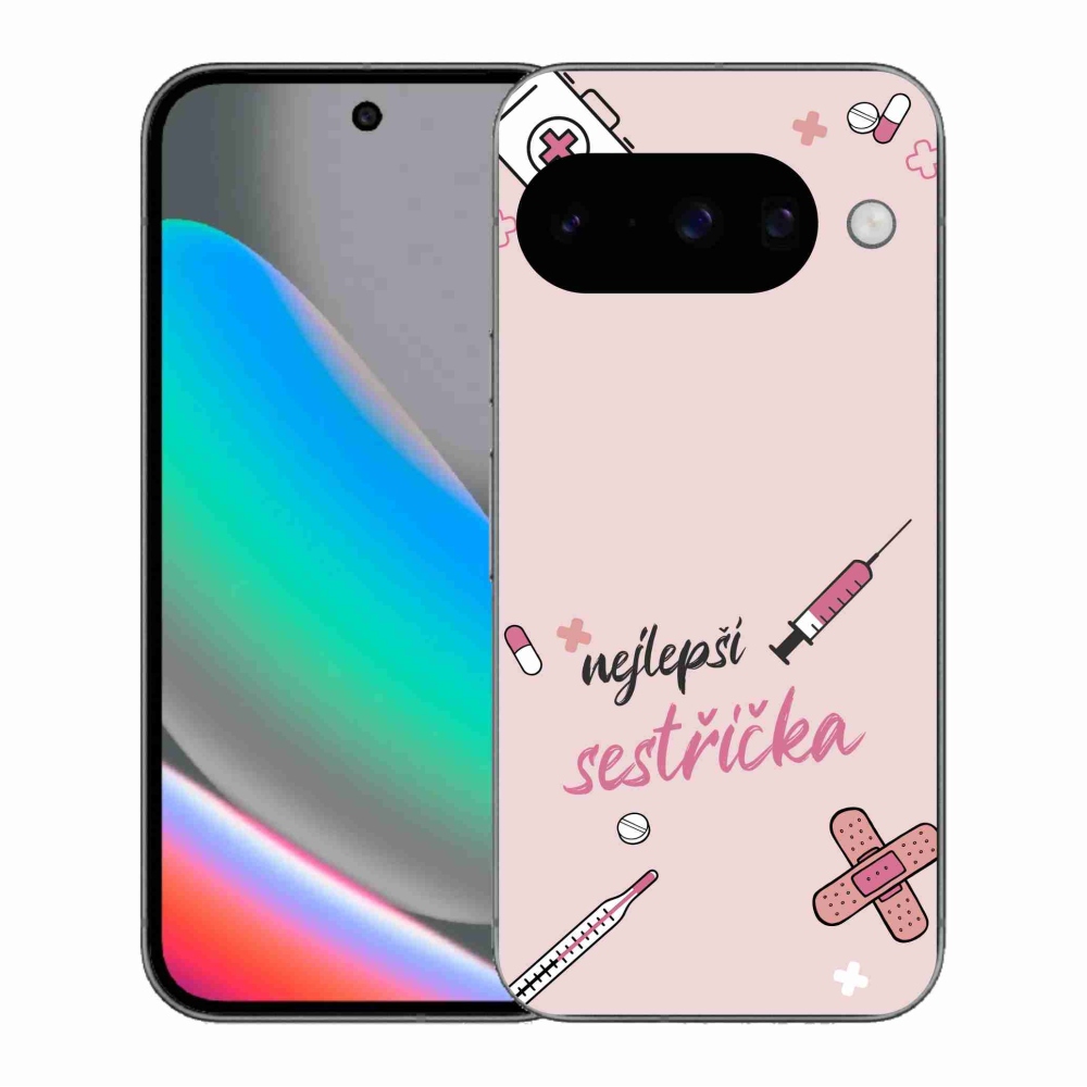 Gél borító mmCase a Google Pixel 10 - legjobb kishúg rózsaszín háttérrel