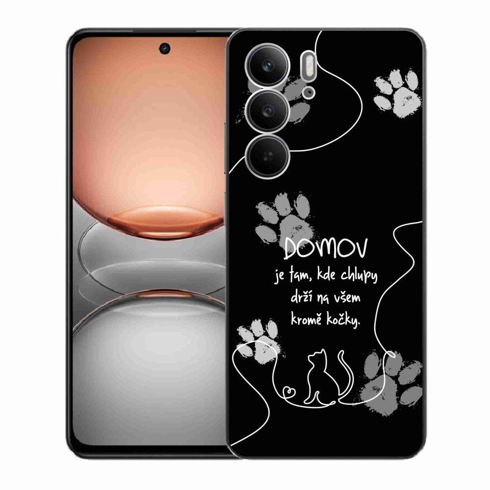 Gél borító mmCase a Realme C75 készülékhez - macska motívum fekete háttérrel