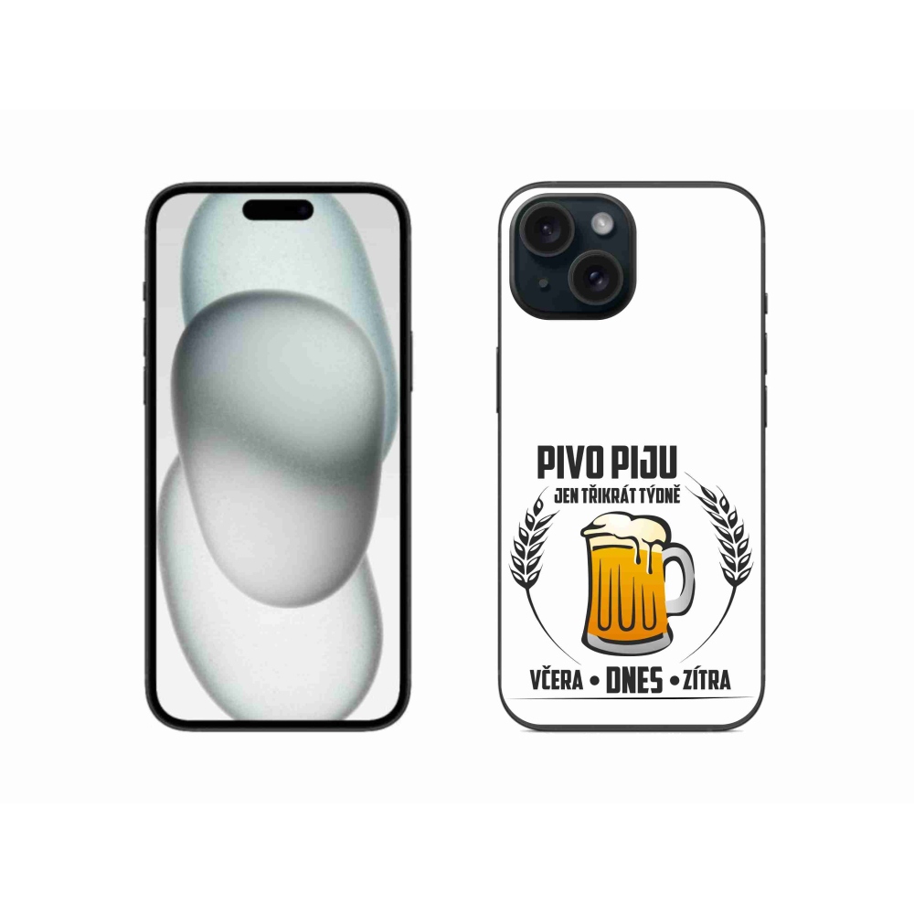 Gél borítás mmCase iPhone 15 készülékhez - sör motívum fehér háttér