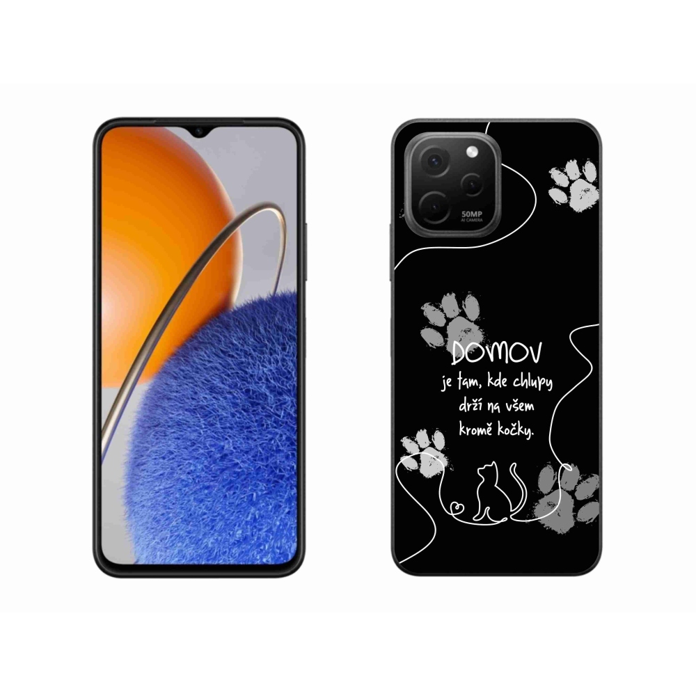 Gél borító mmCase a Huawei Nova Y61 készülékhez - macska motívum fekete háttérrel