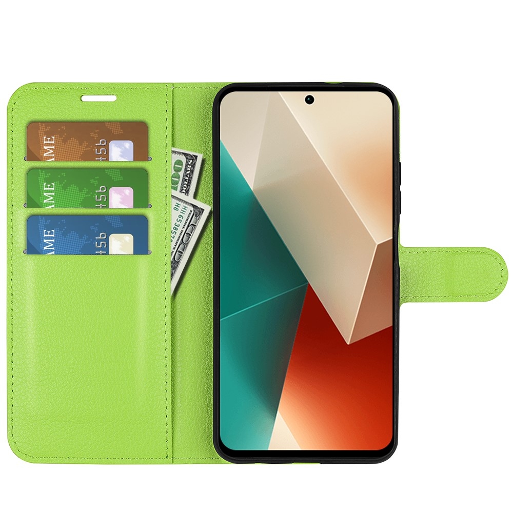 Litchi könyv tok a Xiaomi Redmi Note 13 5G-hez - zöld