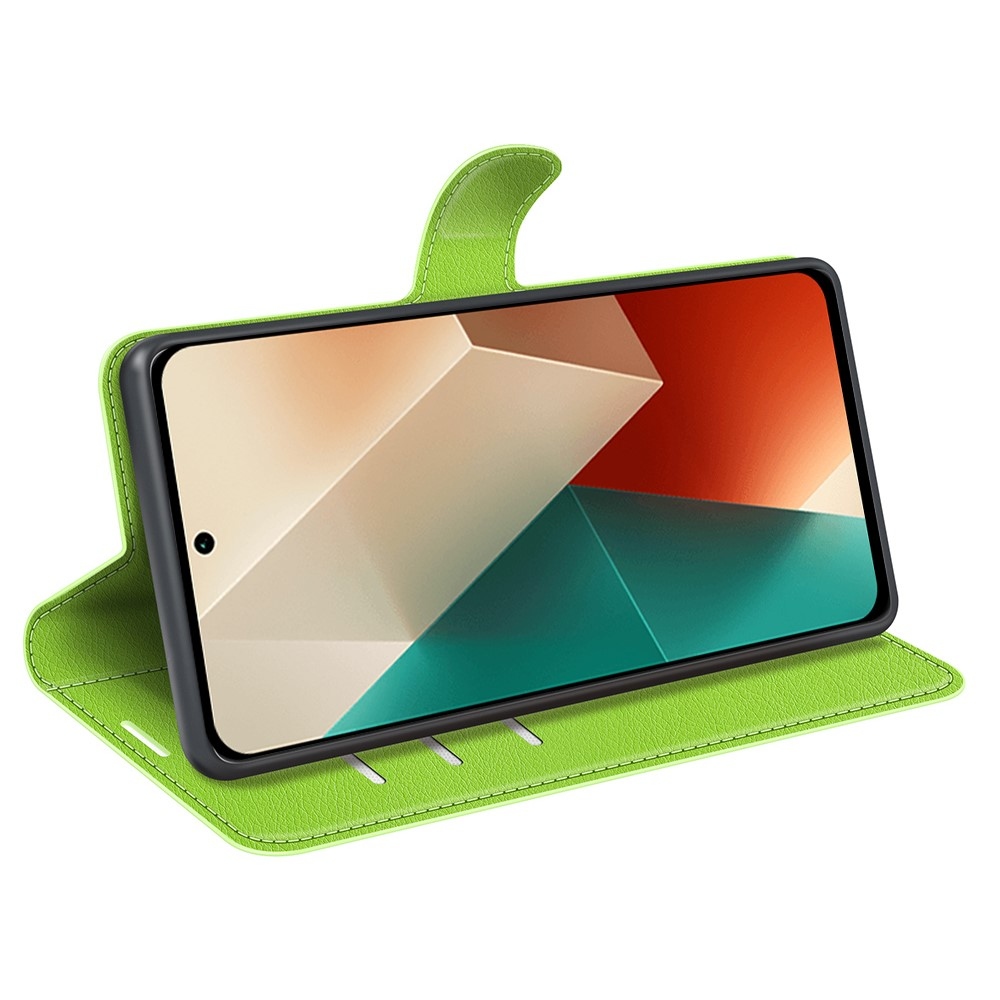 Litchi könyv tok a Xiaomi Redmi Note 13 5G-hez - zöld