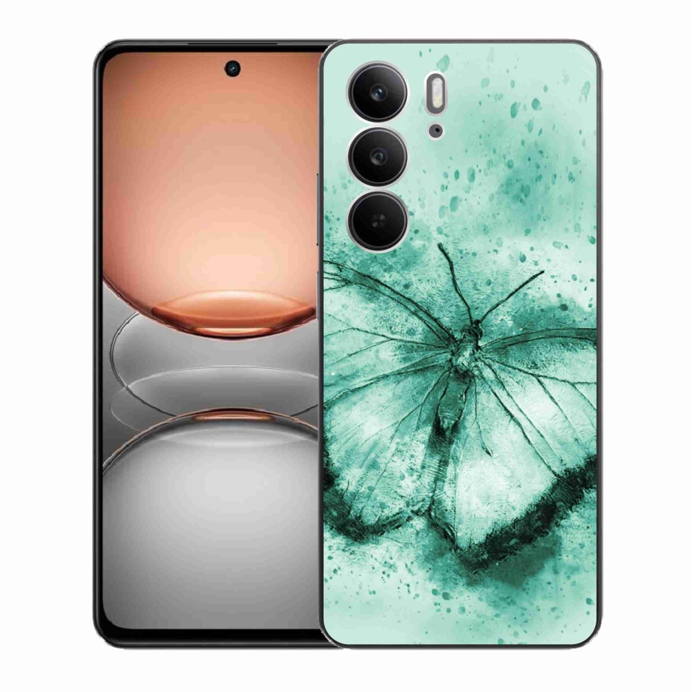 Zselés borítás mmCase a Realme C75 készülékhez - zöld pillangó