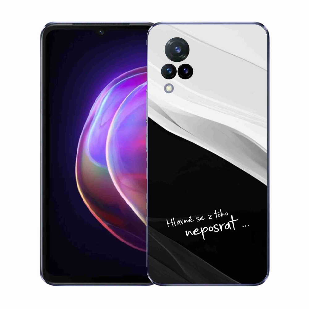 Gél borító mmCase a Vivo V21 4G/5G készülékhez - vicces szöveg 13 fekete és fehér háttérrel