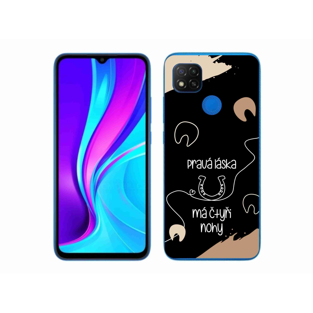 Gél borítás mmCase a Xiaomi Redmi 9C-hez - ló motívum fekete háttérrel
