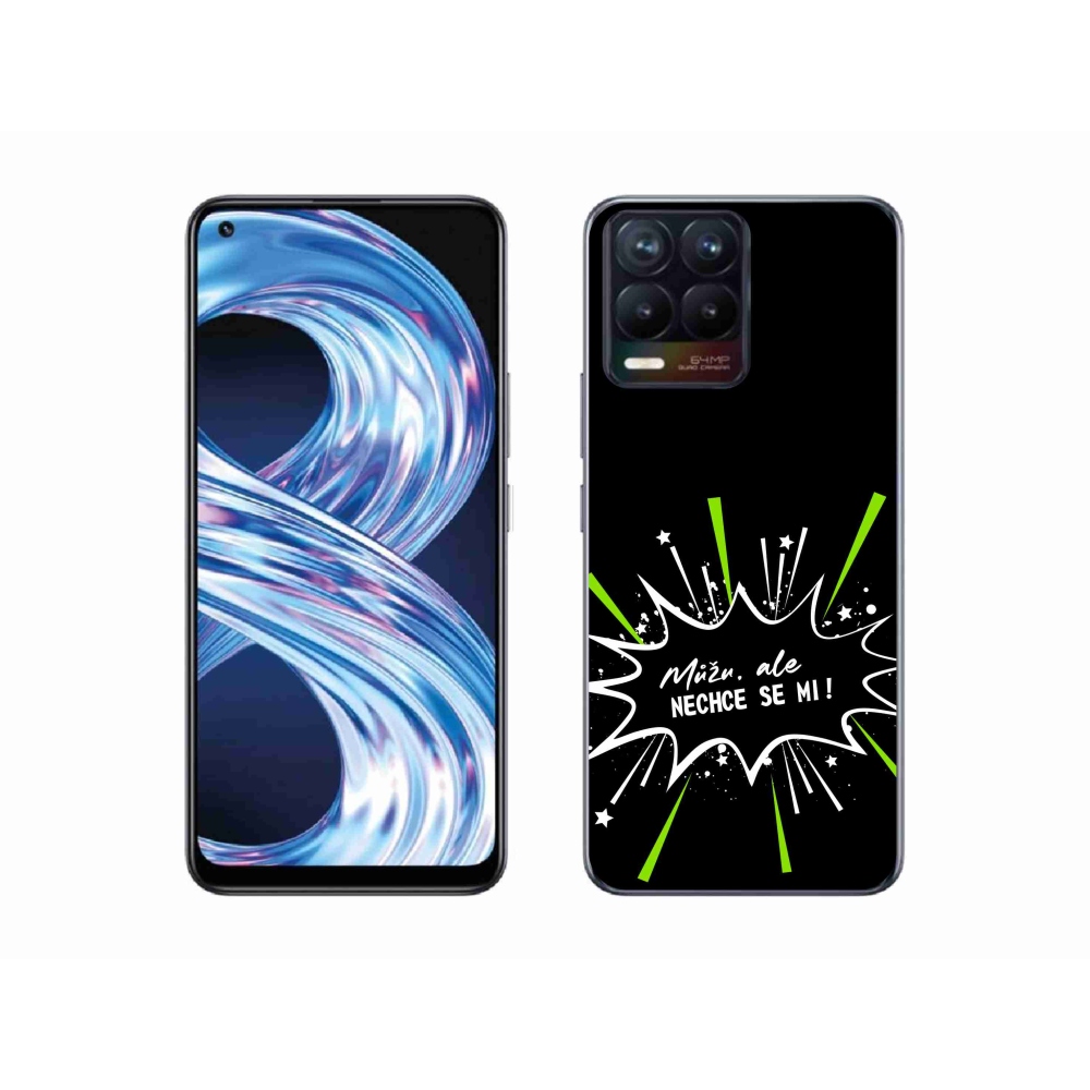 Gél borító mmCase a Realme 8 4G készülékhez - vicces szöveg 11 fekete háttér