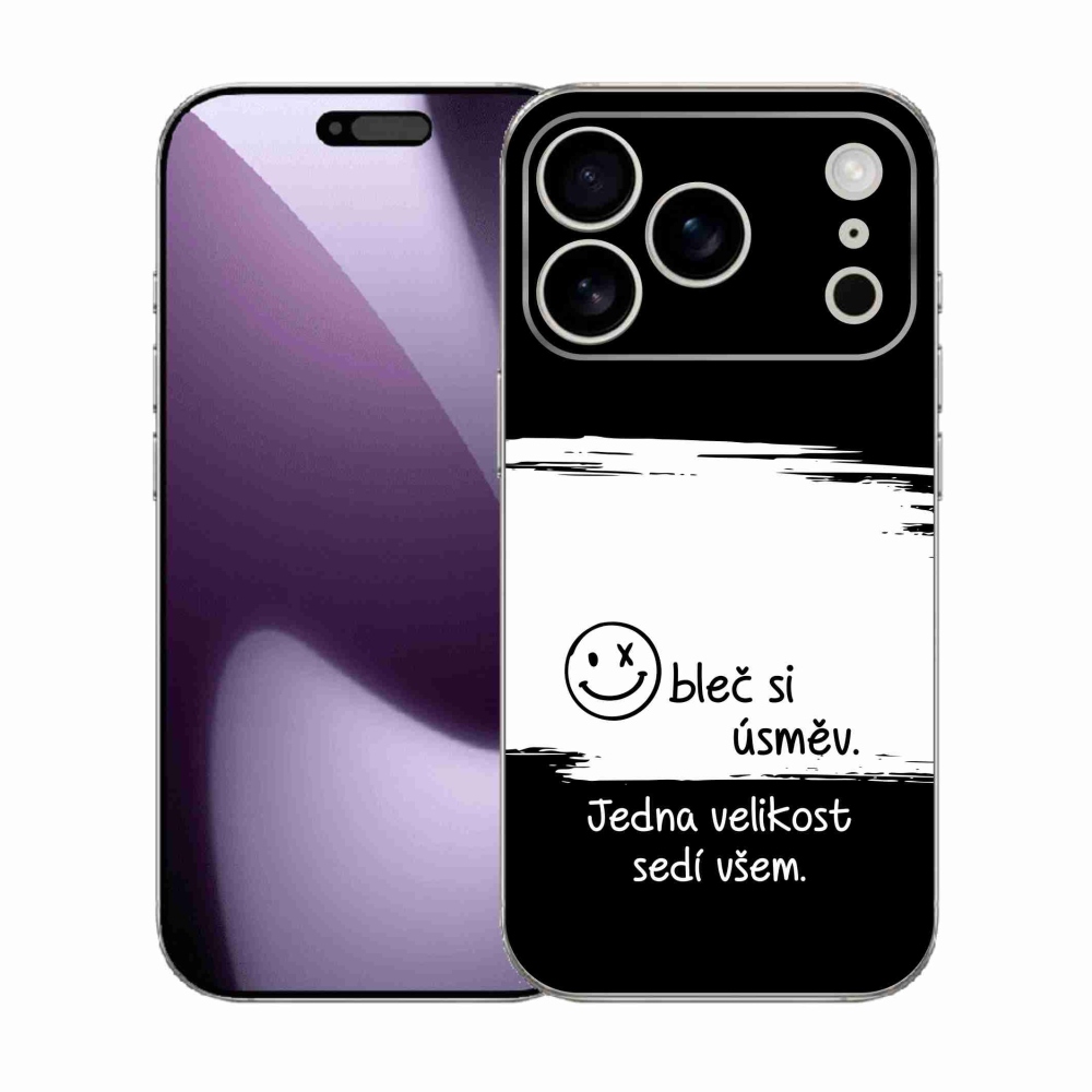 Gél borító mmCase iPhone 17 Pro készülékhez - vicces szöveg 8 fekete-fehér háttérrel