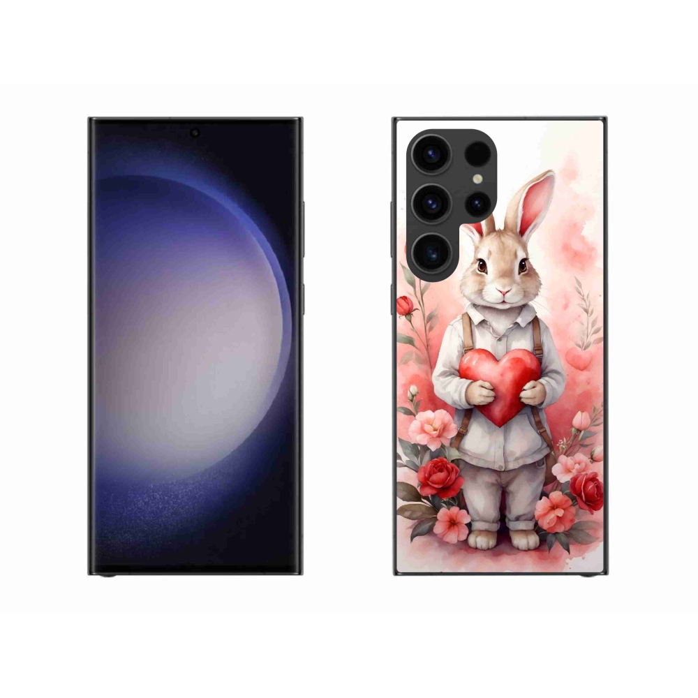 Gél borítás mmCase Samsung Galaxy S23 Ultra 5G - nyúl szívvel