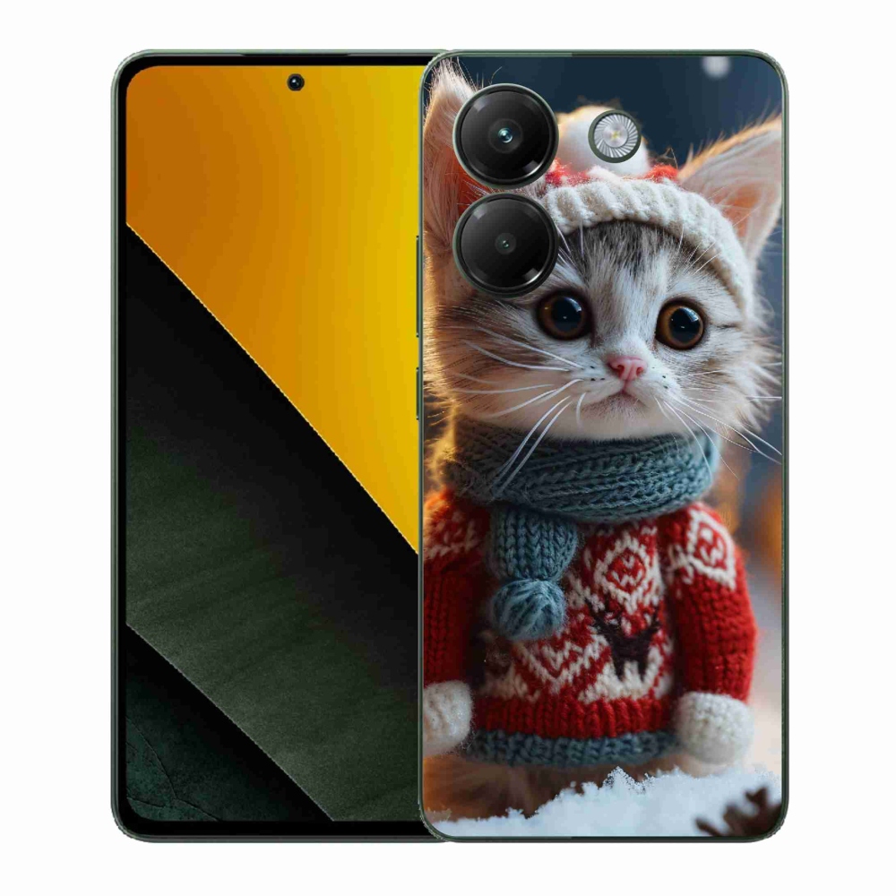 Gél borítás mmCase a Xiaomi Poco M7 Pro 5G számára - cica pulóverben