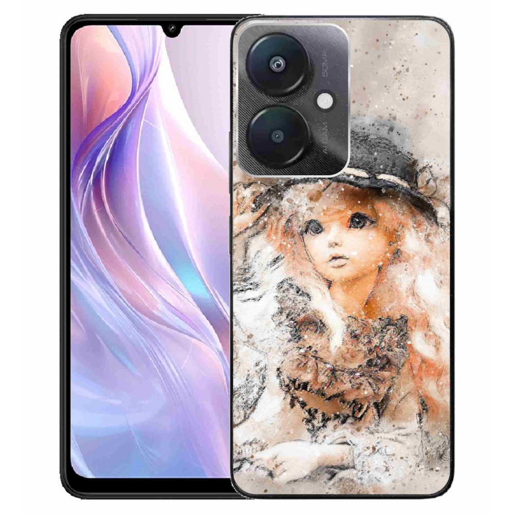 Gél borító mmCase a Xiaomi Redmi 13C 5G-hez - lány kalapban