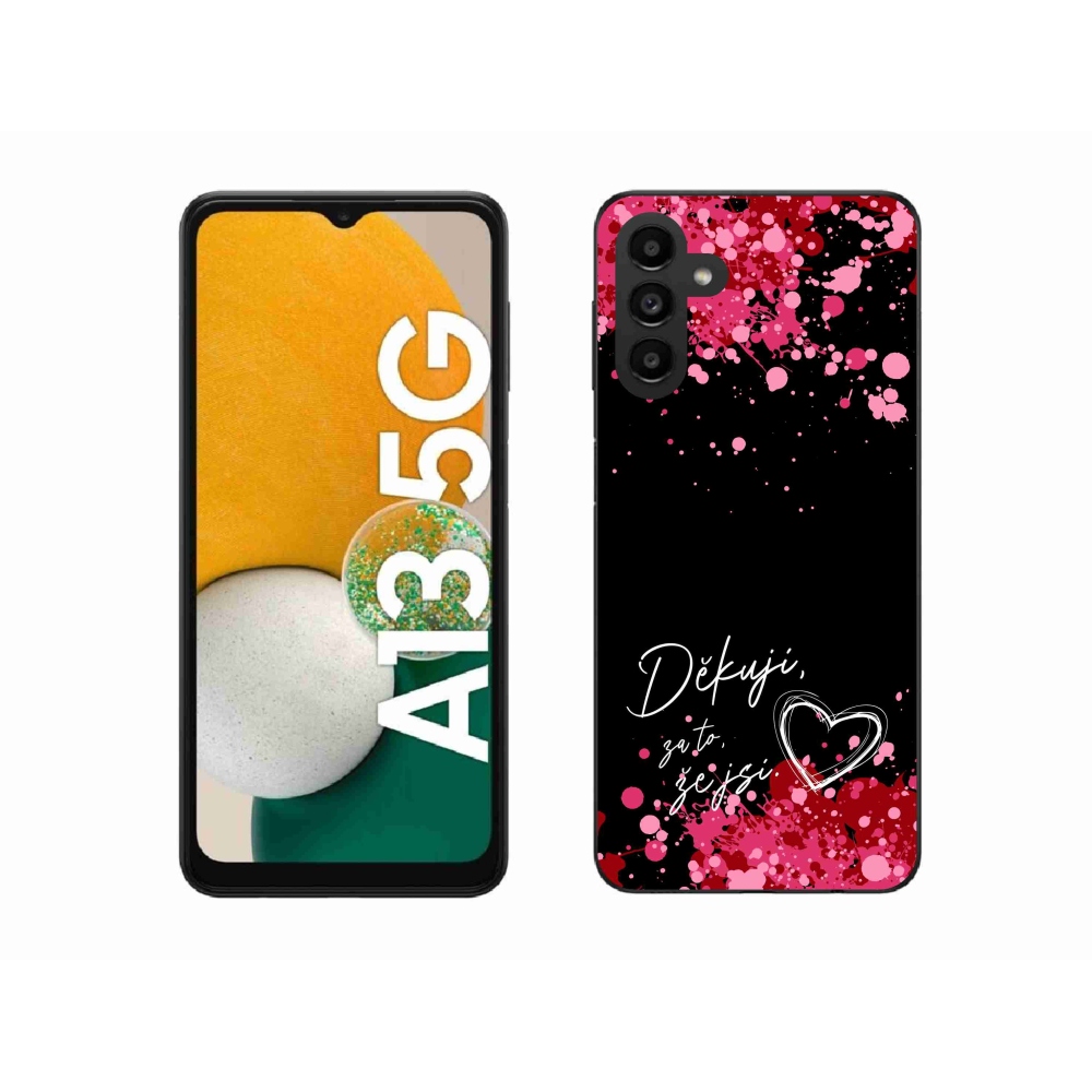 Gél borítás mmCase Samsung Galaxy A13 5G - text in love 2 fekete háttér