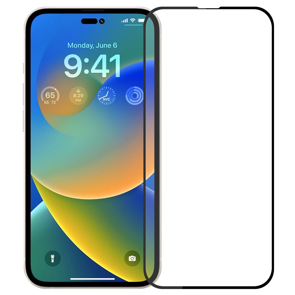 Mofi teljes képernyős edzett üveg iPhone 15 készülékhez - fekete