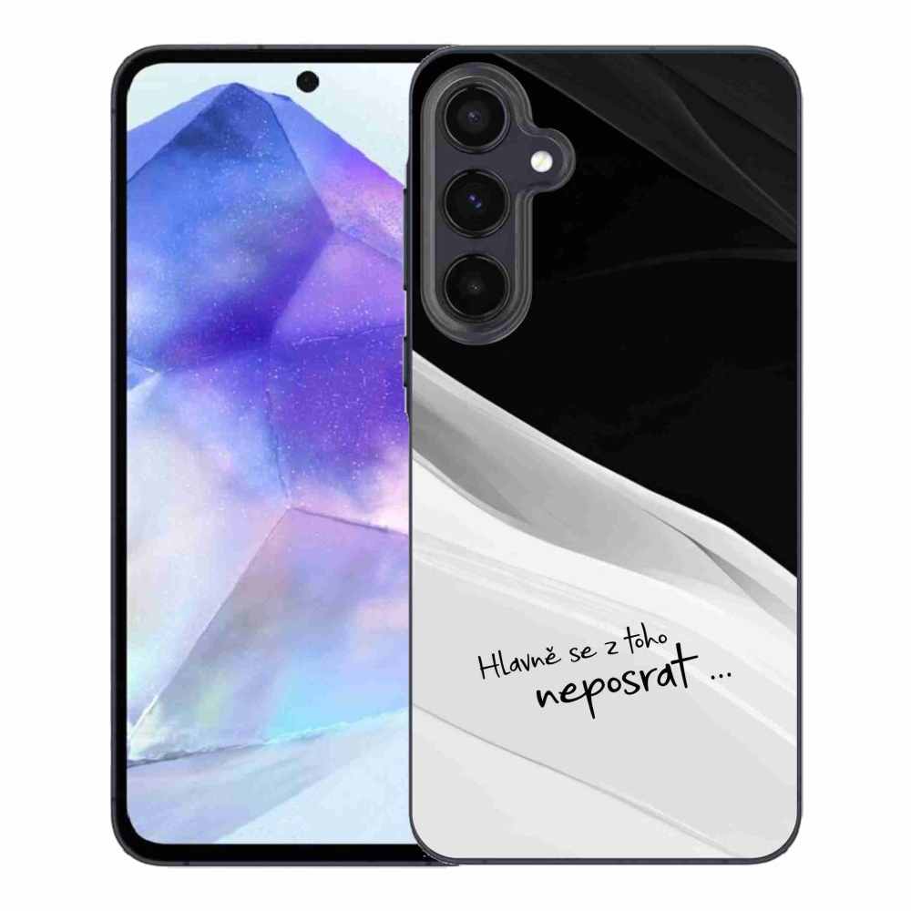 Gél borítás mmCase Samsung Galaxy A55 5G - vicces szöveg 13 fehér és fekete háttérrel