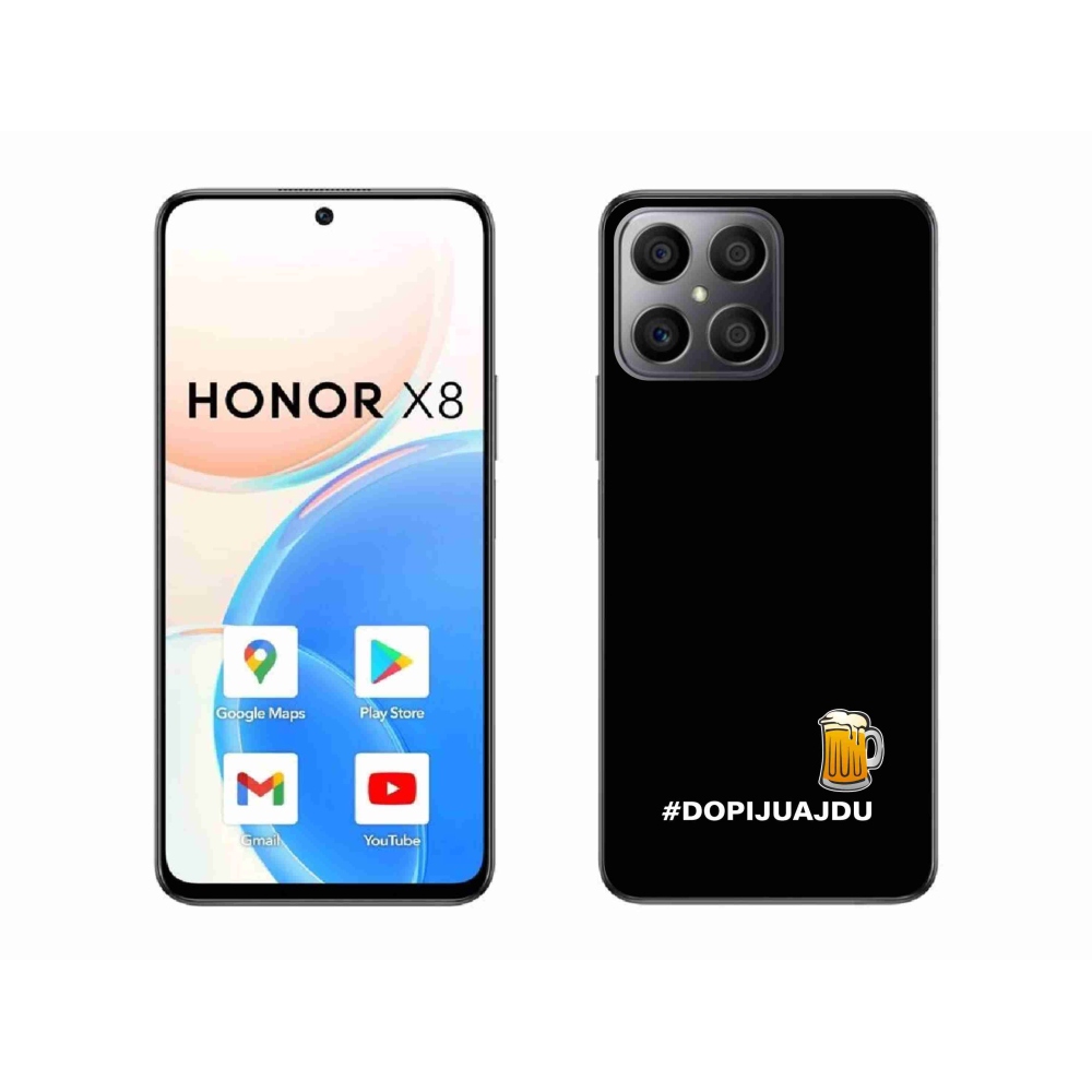 Gél borító mmCase a Honor X8 4G-hez - sör motívum 1 fekete háttérrel