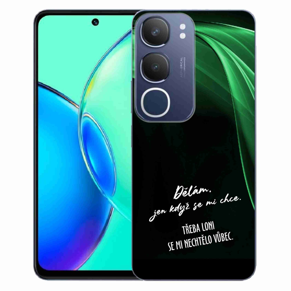 Gél borító mmCase a Vivo Y19s készülékhez - vicces szöveg 12 fekete háttér