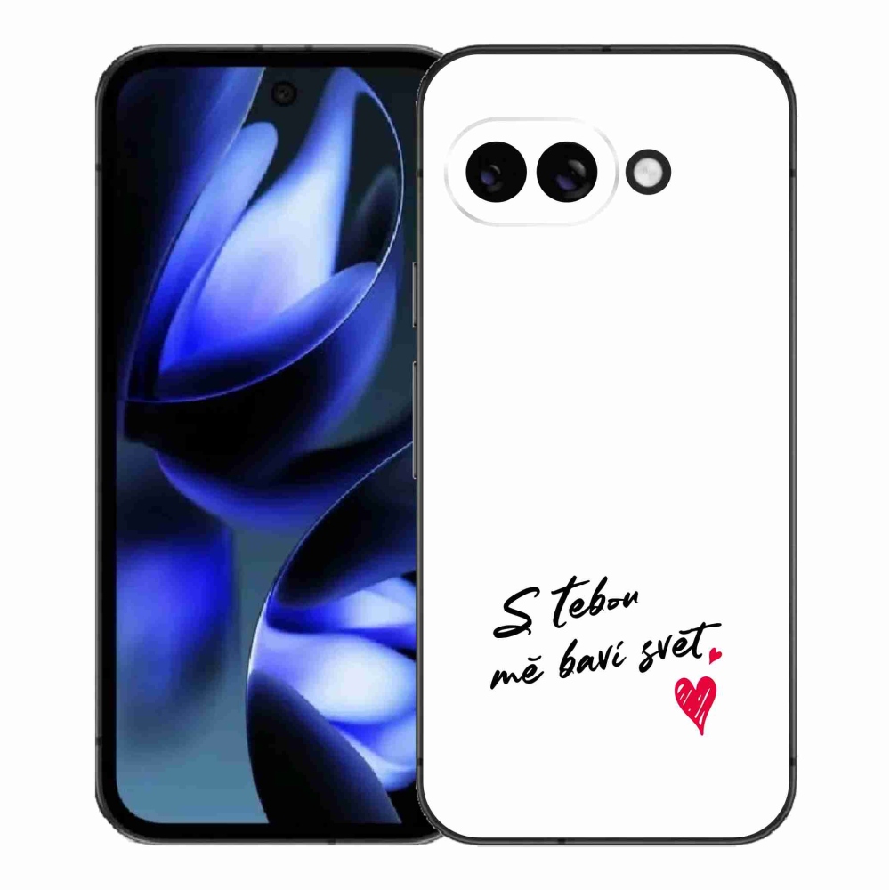 Gél borítás mmCase a Google Pixel 9a készülékhez - szerelmes szöveg 1 fehér háttér