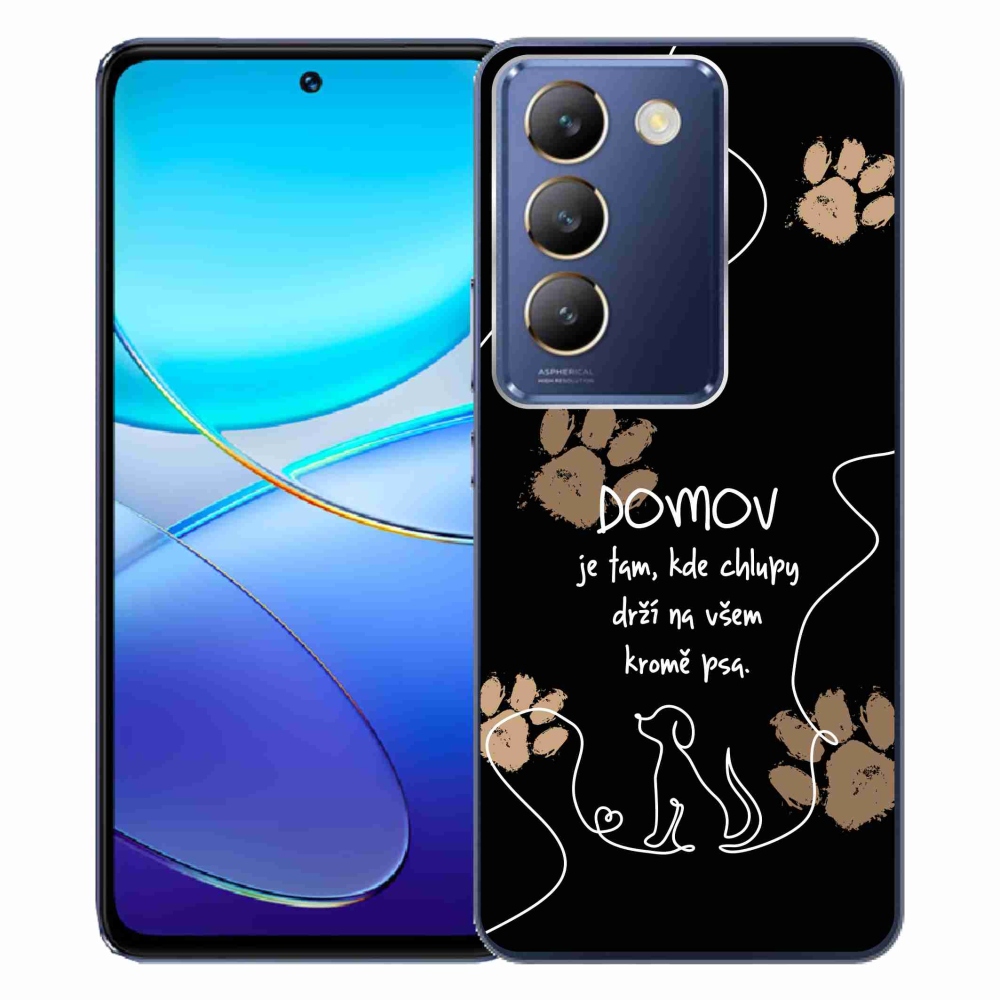 Gél borítás mmCase a Vivo V40 SE 4G/5G készülékhez - kutya motívum fekete háttérrel