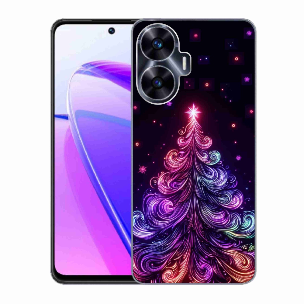 Gél borítás mmCase a Realme C55 készülékhez - neon karácsonyfa 1
