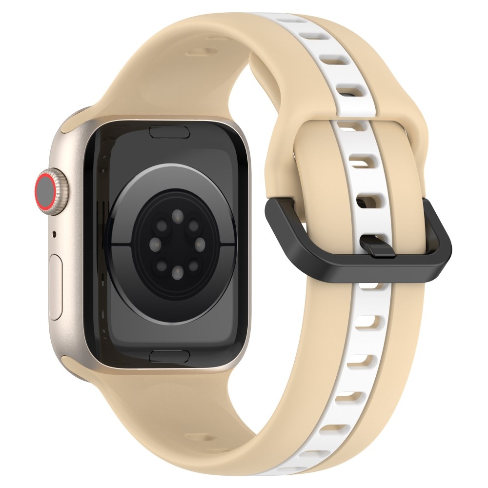 Szíj szilikon szíj Apple Watch Ultra/Ultra 2 49mm/SE/SE 2022/2023 44mm/9/8/7 45mm/6/5/4 44mm/3/2/1 42 mm - khaki/fehér