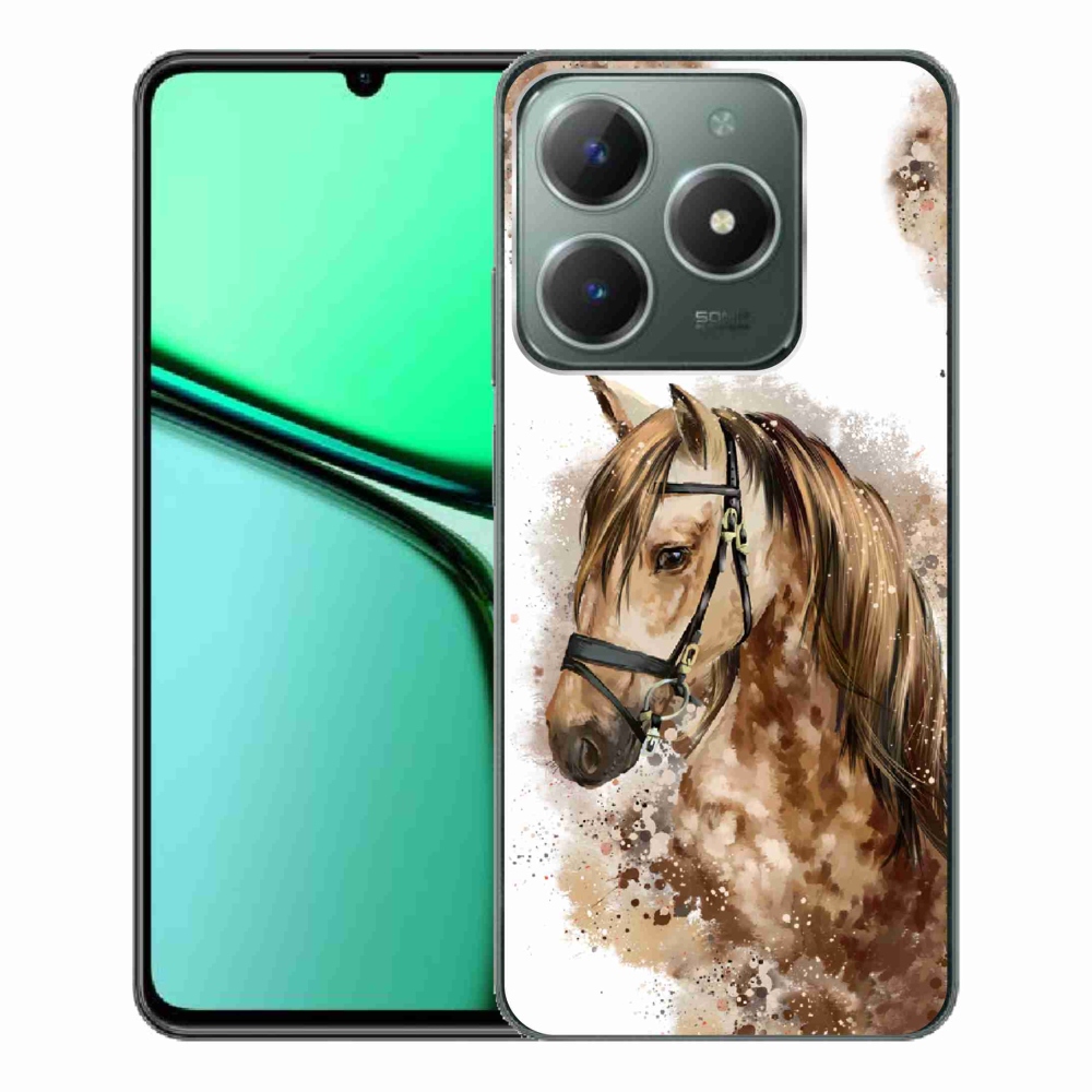 Zselés borító mmCase a Realme C61 készülékhez - barna rajzfilm ló