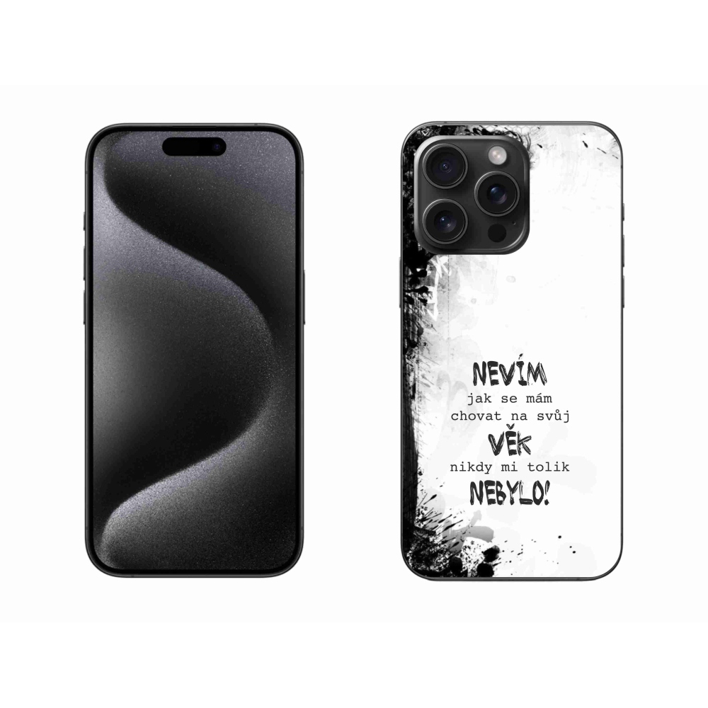 Gél borítás mmCase iPhone 15 Pro Max készülékhez - vicces szöveg 14 fehér háttér