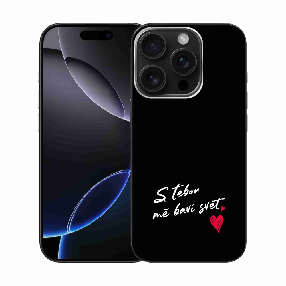 Gél borítás mmCase iPhone 16 Pro készülékhez - szerelmes szöveg 1 fekete háttér
