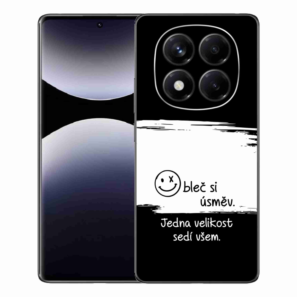 Gél borító mmCase a Xiaomi Redmi Note 14 Pro-hoz - vicces szöveg 8 fekete és fehér háttérrel