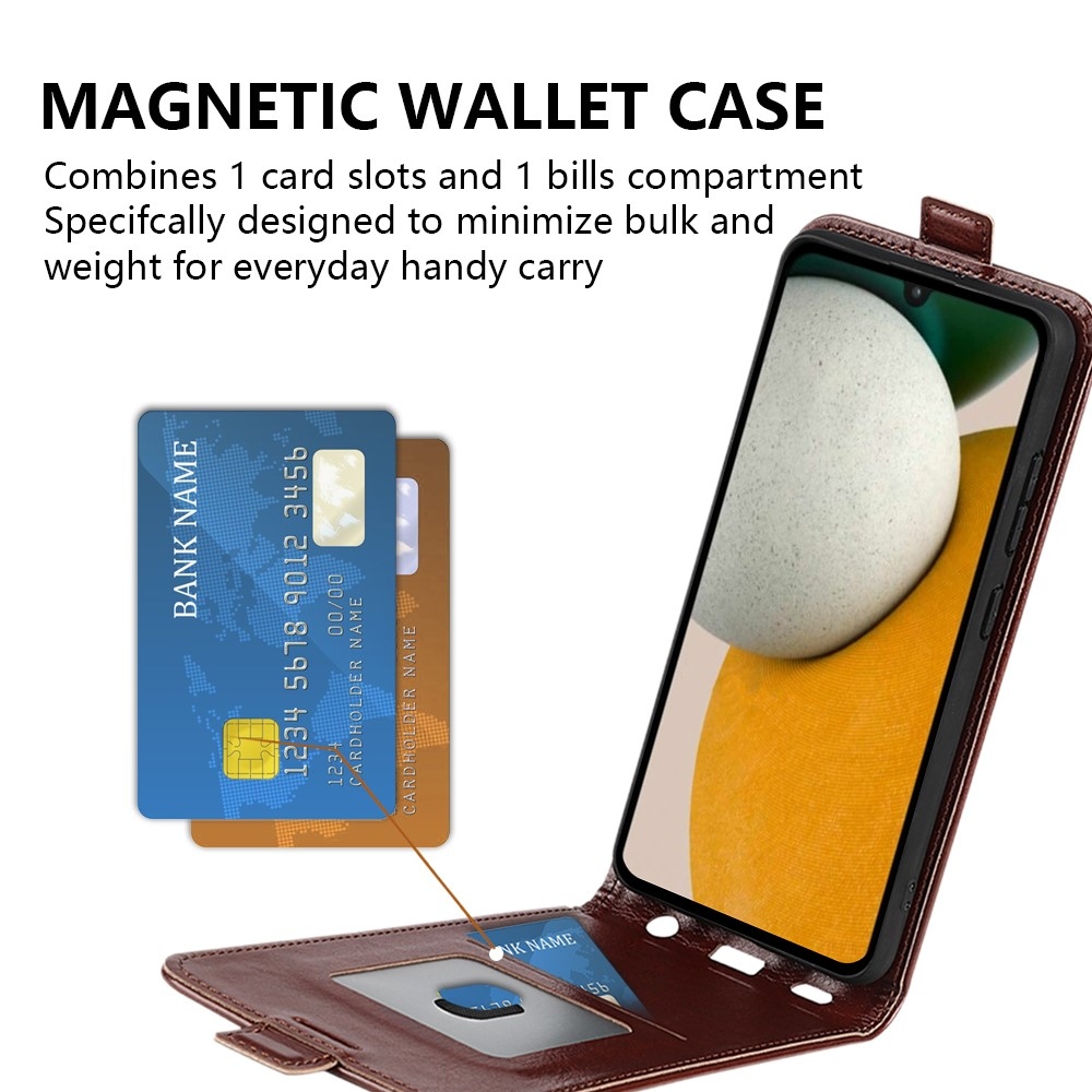 Függőleges könyvtáska Samsung Galaxy A15 4G/5G készülékhez - barna színű