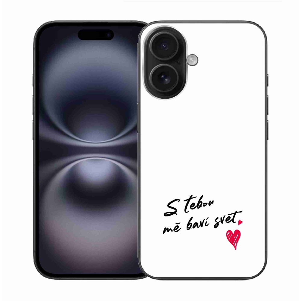 Gél borítás mmCase iPhone 16 készülékhez - szerelmes szöveg 1 fehér háttér