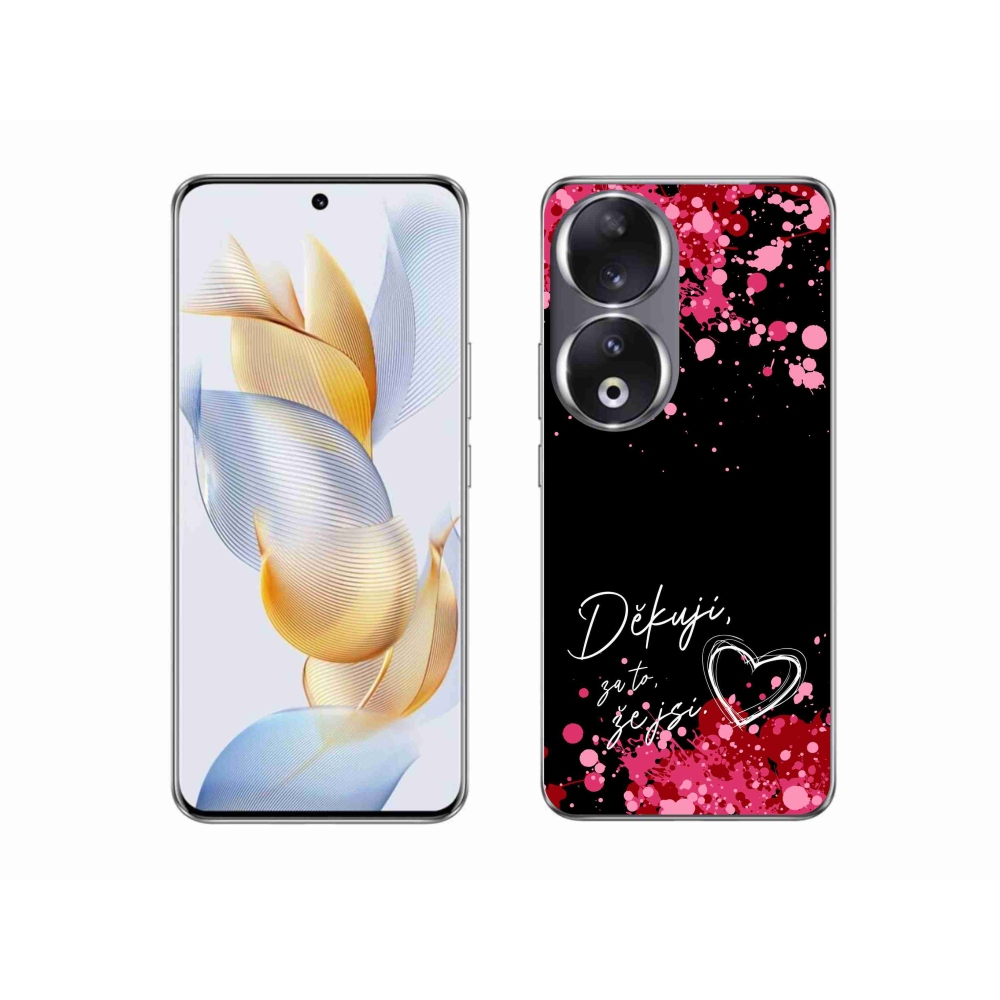 Zselés borító mmCase a Honor 90 készülékhez - szerelmes szöveg 2 fekete háttér