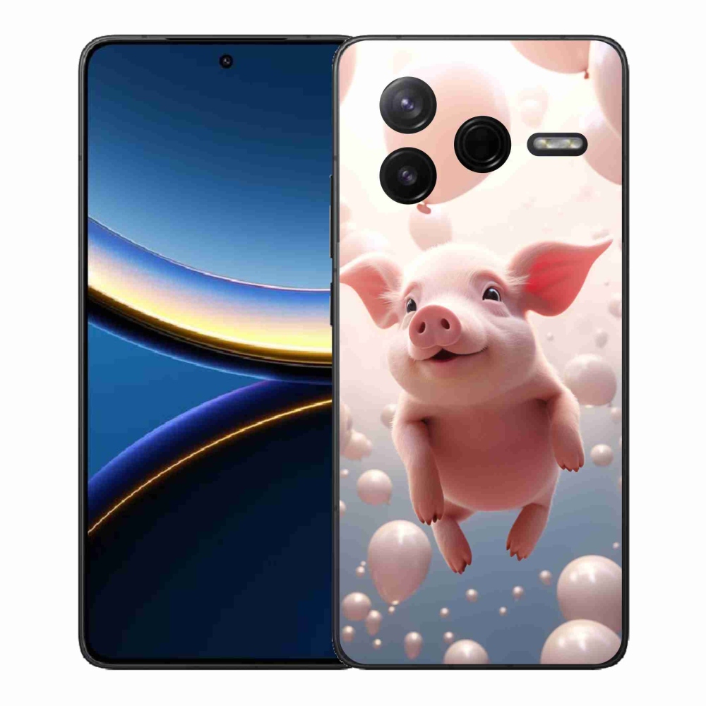 Gél borítás mmCase a Xiaomi Poco F7 Pro számára - malac lufikkal