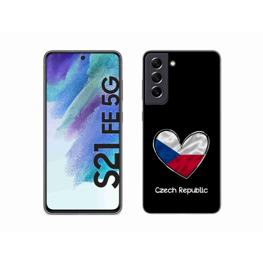 Zselés borítás mmCase Samsung Galaxy S21 FE 5G - zászlós szív fekete háttérrel