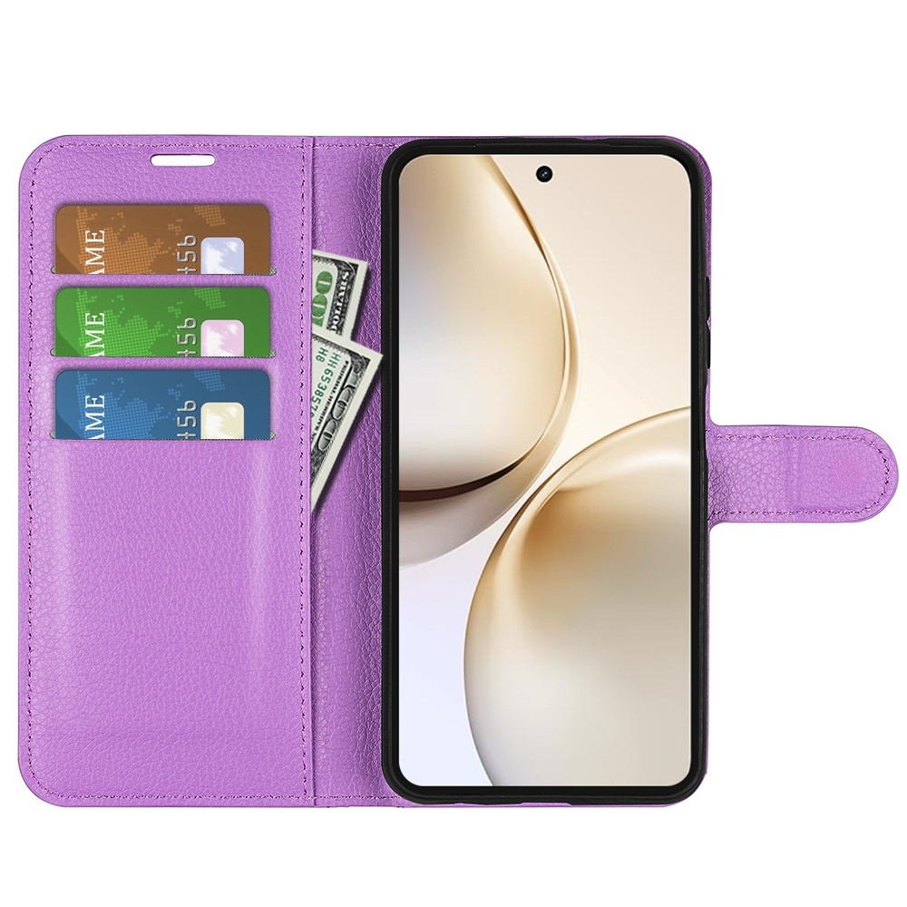 Litchi könyvtáska a Realme 14 Pro+ 5G készülékhez - lila