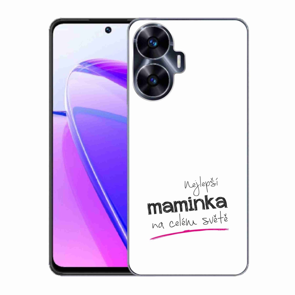 Gél borító mmCase a Realme C55-ön - legjobb anya 4 fehér háttérrel