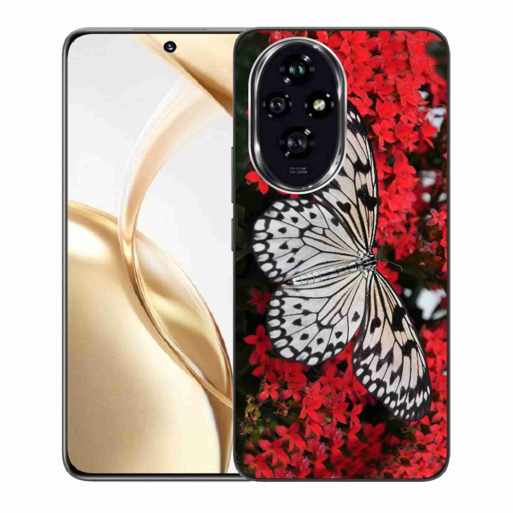 Zselés borító mmCase a Honor 200 5G készülékhez - fekete-fehér pillangó 1
