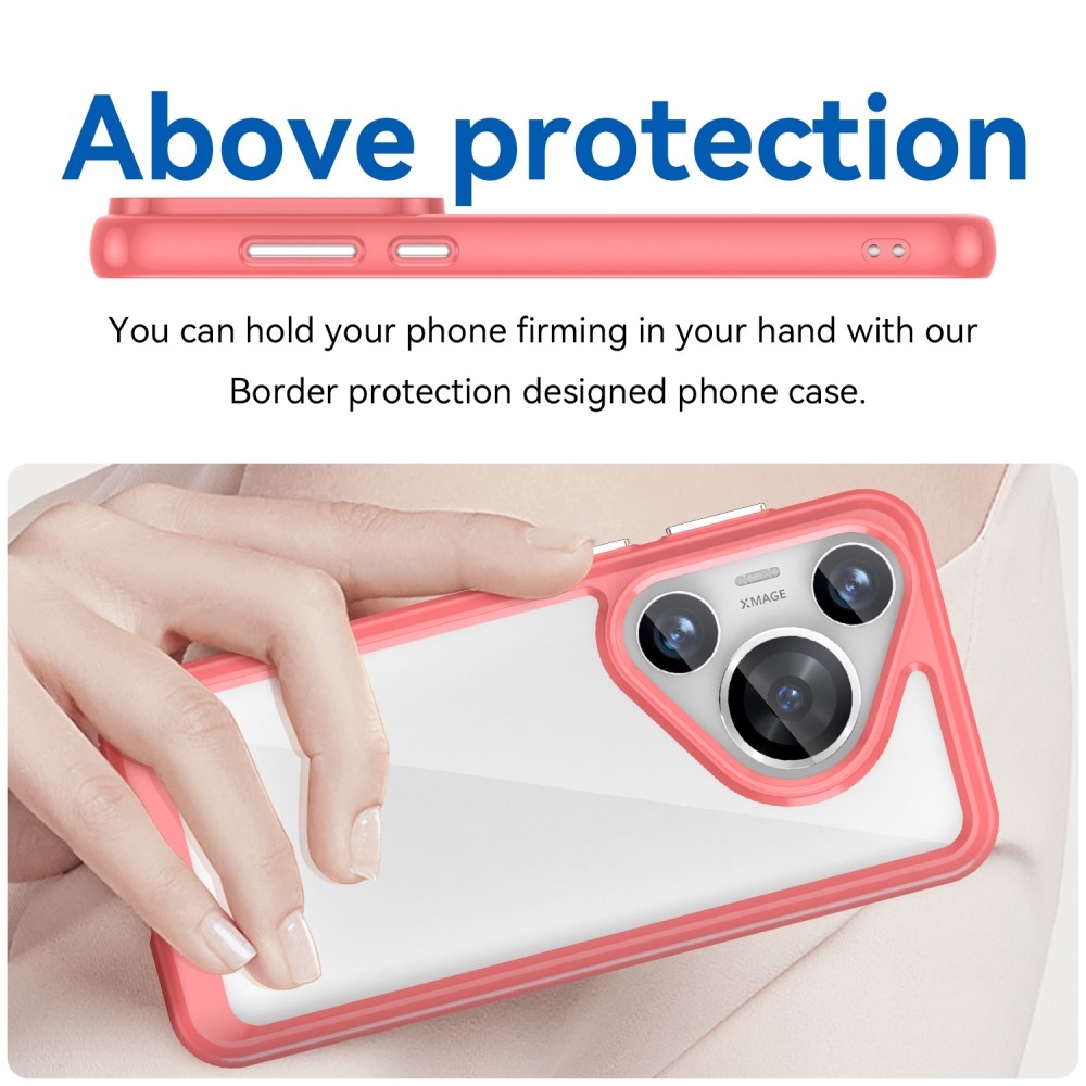 Gél tok kemény hátlappal a Huawei Pura 70 Pro-hoz - piros