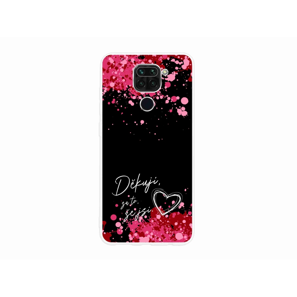 Gél borító mmCase a Xiaomi Redmi Note 9-hez - text in love 2 fekete háttérrel